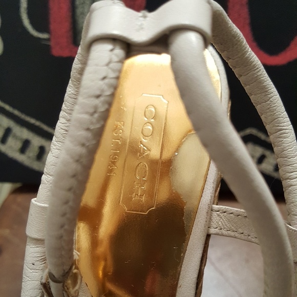 Cream and Gold Coach Wedges - Picture 5 of 6